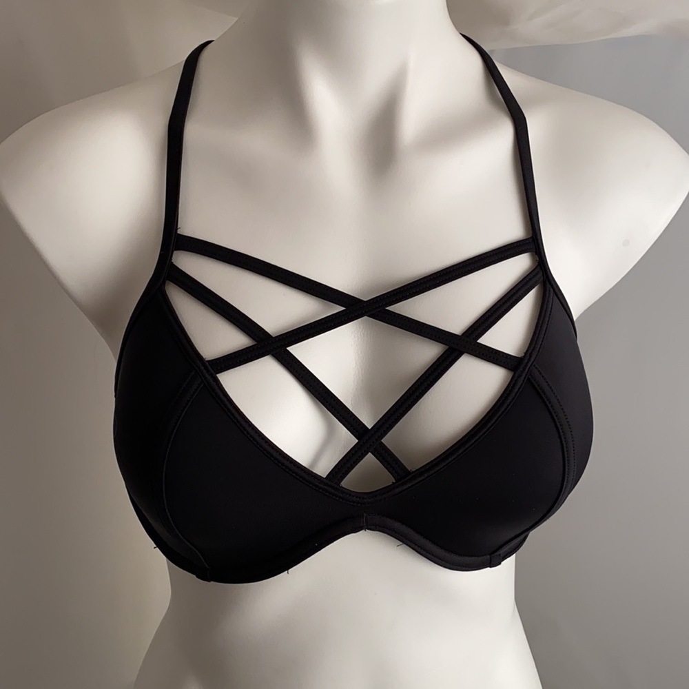 Victoria’s Secret PINK black strappy bikini top